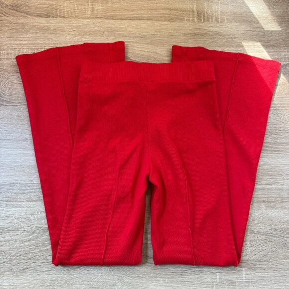 DONNI Rib Kick Flare Pants Rib Cropped Tomato Red XS - Picture 10 of 10